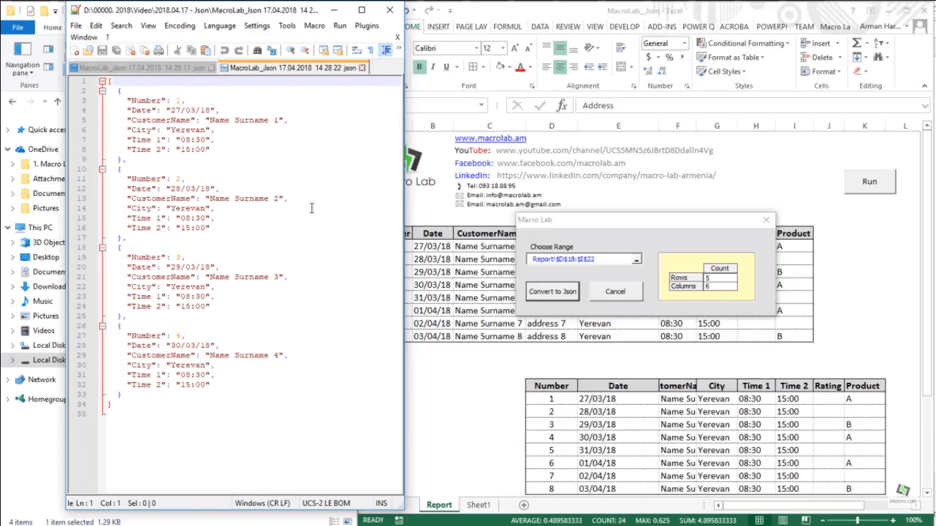 Excel to Json Converter - Macro Lab